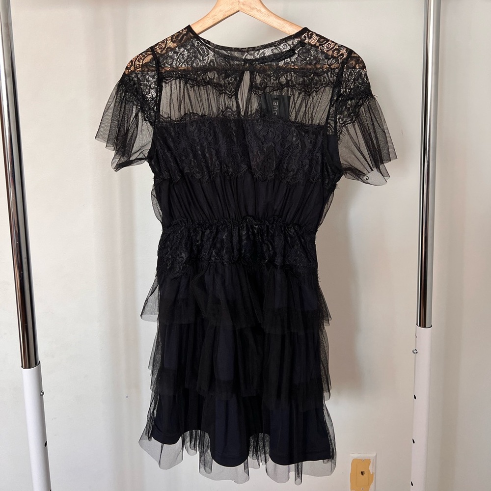 Haute Rouge Black Ruffle Mini Dress